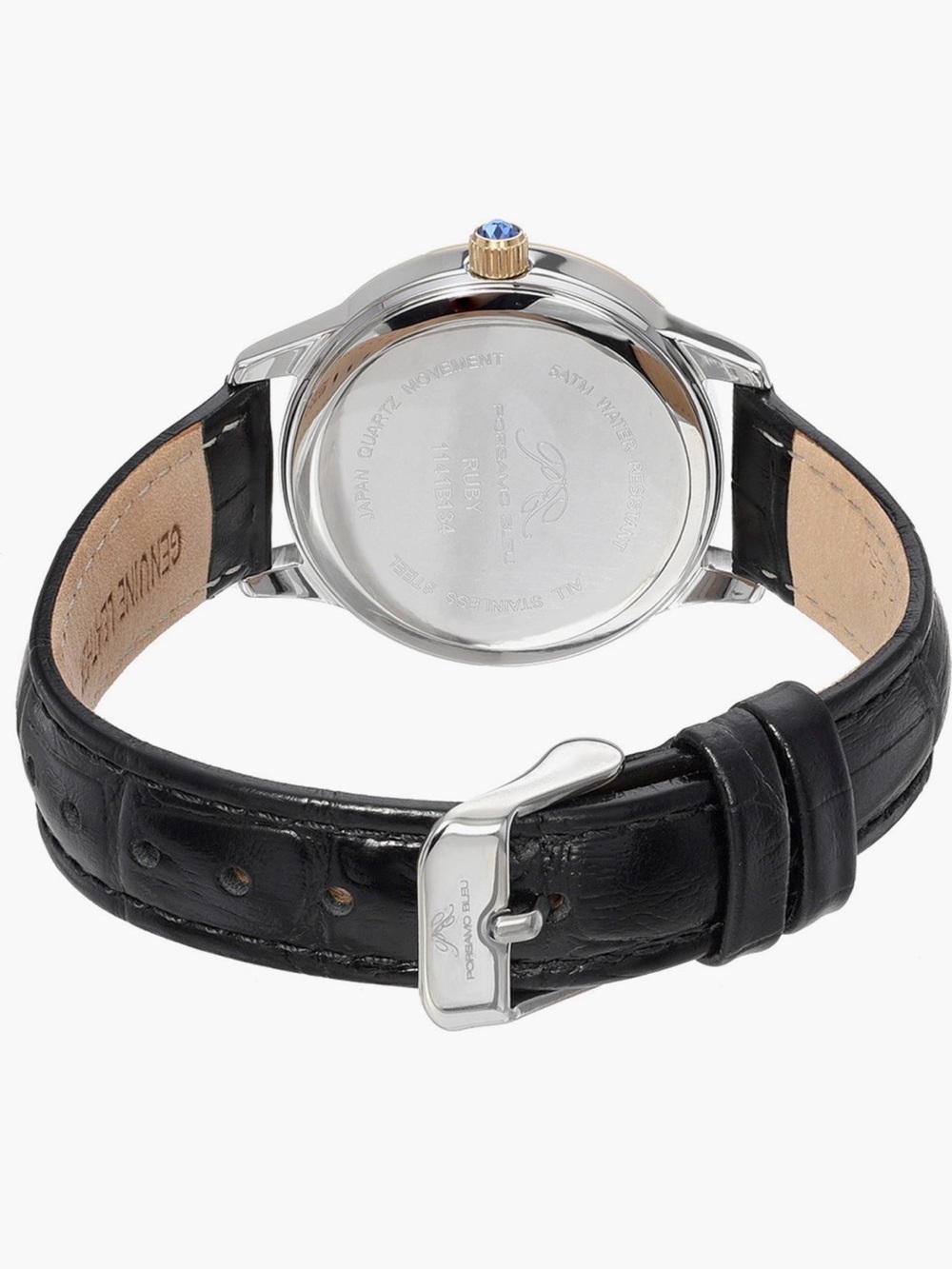 Porsamo Bleu Women's Ruby Sunray Croc Embossed Leather Strap Watch - Picture 2 of 11